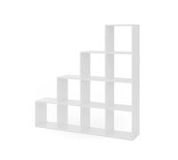 Vicco Étagère, Blanc, 142.5x140cm | utilisable comme séparateur d’espace à structure en forme d’échelle