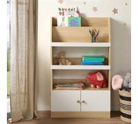 Calicosy - Étagère de Rangement Enfant avec 2 Portes et Compartiments Ouverts - H106 cm - Meuble Ludique et Pratique pour Chambre Enfant