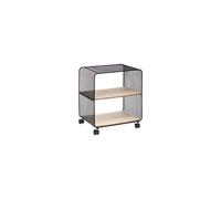 Étagère 2 Cases Sur Roues En Métal Et Bois H 51 Cm