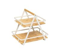 - Etagère 2 niveaux avec anse en bambou et métal ORDERA - Beige et blanc - Ordera