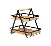 - Etagère 2 niveaux avec anse en bambou et métal ORDERA - Beige et noir - Ordera