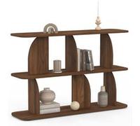 Etagère 2 niveaux japandi EDITH asymétrique effet noyer Marron