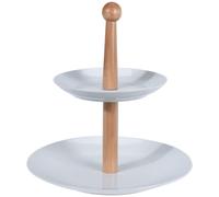 Étagère 2 niveaux ronde avec barre en bois