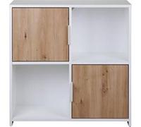 Etagère 2 portes 77x30x77 cm blanc et chêne - PEPIO Blanc G