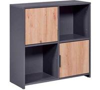 Inter Link - Commode 2 Portes - Buffet - Étagère sur Pied -pour Chambre, Salon - Chêne Artisan - Anthracite - Bois Composite - Robuste - Entretien Facile - Pepeto 2T