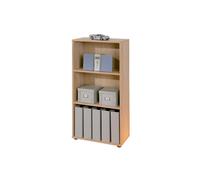 Inter Link - Bibliothèque - Étagère sur pied - 3 compartiments - Étagères réglables en hauteur - Étagère en bois - Salon - Bureau - Parini 2 - Chêne finlandais, Naturel
