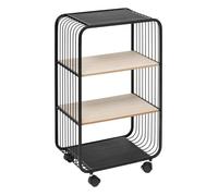 5five Étagère à 3 niveaux avec roulettes en métal et bois – Noir