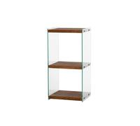 Toilinux - Etagère 3 niveaux en verre et bois foncé AQUA - Marron - Aqua Marron G