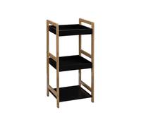 Five - Étagère de Salle de Bain 3 Niveaux en Bambou et Bois Noir H 80 cm