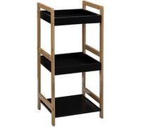 Five - Étagère de Salle de Bain 3 Niveaux en Bambou et Bois Noir H 80 cm
