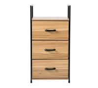 Etagère 3 tiroirs façade décor bois - L40 cm - 40 cm X 23,5 cm X 80 cm - Casâme Chêne Clair