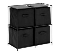 Étagère 4 Cases & 4 Boîtes "Mix n'Modul" 68cm Noir