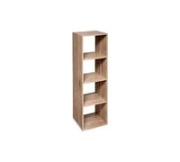 5five Bibliothèque étagère colonne 4 cases effet chêne hauteur 134 cm