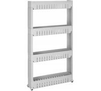 SPRINGOS - Étagère mobile - Étagère de salle de bains - Étagère sur pied - 4 compartiments - Support - Gris - Étagère pour machine à laver - WC - Étagère polyvalente (gris 101,5 x 54 x 12,5 cm)