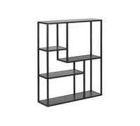 Toilinux - Etagère 4 niveaux asymétriques en MDF et métal - Noir - Sireine Noir G