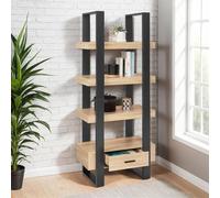 IDMarket Étagère 4 niveaux PHOENIX avec tiroir bois et noir