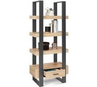 IDMarket Étagère 4 niveaux PHOENIX avec tiroir bois et noir