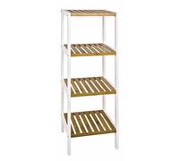 HAKU étagère Nature, Blanc, Bambou, MDF - Dim.: L 35 cm x H 112 cm x P 33 cm, Style: Scandinavian