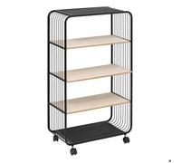5five Étagère 4 niveaux métal et bois à roulettes Noir