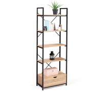 IDMarket Étagère DETROIT – 5 niveaux avec tiroir, design industriel, 170 cm – Multicolore G