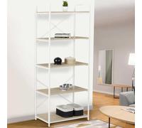 Etagère 5 Niveaux Detroit 170cm Design Industriel Bois Et Métal Blanc Blanc