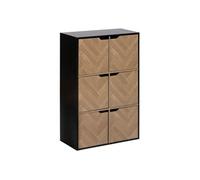 5five - Étagère Simply Smart - 6 cases, 6 portes chevrons, effet bois et noir