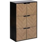 5five - Étagère Simply Smart - 6 cases, 6 portes chevrons, effet bois et noir