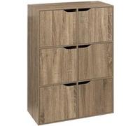 Five - Meuble Etagère 6 Cases avec Portes Coloris Bois Naturel H 100.5 cm