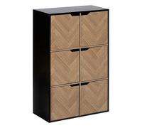 5five - Étagère Simply Smart - 6 cases, 6 portes chevrons, effet bois et noir