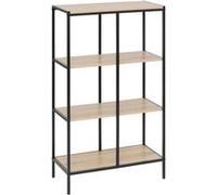 5five - Étagère bibliothèque Aliaj 4 niveaux - L69 x P32 x H116 cm - Effet bois et métal noir
