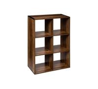 5five Meuble étagère Five – 6 cases, bois foncé, style industriel, H 100,5 cm