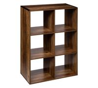 5five Meuble étagère Five – 6 cases, bois foncé, style industriel, H 100,5 cm