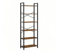 Étagère 6 Niveaux, Bibliothèque, Meuble De Rangement, 30 X 66 X 186 Cm, Style Industriel, Marron Rustique Et Noir Marron