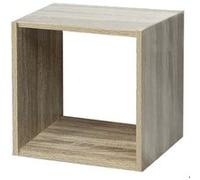 Étagère à 1 case, meuble de rangement ouvert pour livres et décoration coloris chêne - Longueur 34,4 x profondeur 32 x Hauteur 34,4 Chêne G
