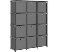 Vidaxl Etagère À 12 Cubes Avec Bo?Tes Gris 103x30x141 Cm Tissu Gris