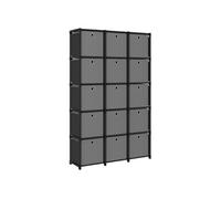 Vidaxl Étagère À 15 Cubes Avec Boîtes Noir 103x30x175,5 Cm Tissu Noir