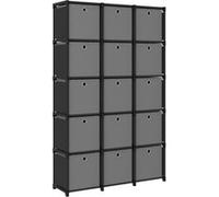 Etagère à 15 cubes avec boîtes Noir 103x30x175,5 cm Tissu