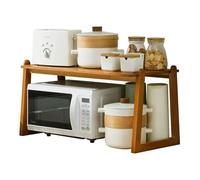 Étagère à 2 étages en bambou robuste et respectueux de l'environnement pour four à micro-ondes, grille-pain, étagère de comptoir de cuisine de style japonais
