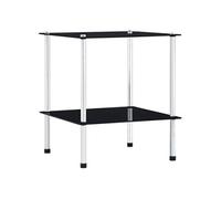 Etagère à 2 niveaux Noir 40x40x47 cm Verre trempé