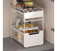 Étagère à 2 niveaux pour évier de cuisine et armoire - Économie d'espace - Étagère de rangement extractible pour cuisine et salle de bain