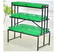 Étagère à 3 niveaux avec plateaux en plastique, idéale pour organiser les fruits, les légumes et les articles de garde-manger, parfaite pour les magasins de détail et les marchés agricoles