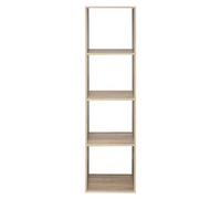 5five - Bibliothèque Etagère 4 Cases Effet Bois Chêne Hauteur 134 cm. Meuble de Rangement Colonne