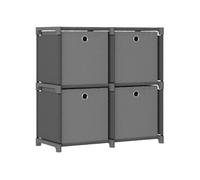 Vidaxl Etagère À 4 Cubes Avec Bo?Tes Gris 69x30x72,5 Cm Tissu Gris