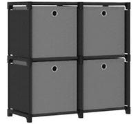 Etagère à 4 Cubes - VIDAXL - Noir - Avec 4 Boîtes - Support de Rangement - Design Contemporain