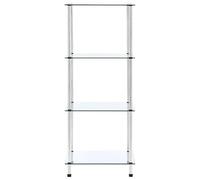 Étagère à 4 étagères, en verre trempé et acier inoxydable, 40 x 40 x 100 cm, miracle de rangement transparent, pour salon, cuisine ou bureau, système d'étagères stables pour une décoration moderne