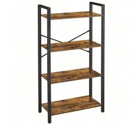 Étagère à 4 niveaux, Bibliothèque avec structure en acier, hauteur 120 cm, pour salon, bureau, entrée, style industriel, Marron Rustique et Noir 4 niveaux : Avec 4 niveaux ouverts, exposez vos livres,