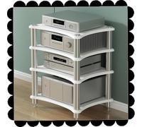 Étagère à 4 niveaux HiFi pour console multimédia - Meuble AV - Rangement de composants stéréo (bois de noyer clair, 1 niveau, 10 cm de hauteur)