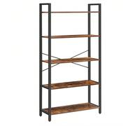 VASAGLE Étagère 5 Niveaux, Bibliothèque, Meuble de Rangement, pour Bureau, Salon, Chambre, 30 x 80 x 153 cm, Style Industriel, Marron Rustique et Noir d'encre LLS081B01