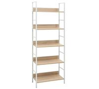 Étagère À 5 Niveaux Cadre En Acier Bois D'oak Compact 60x27,6x158,5 Cm
