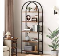 Étagère à 5 Niveaux en Bois bombée, Structure en Acier,pour Salon, Étagère Salle de Bain Dore, Salle de Bain, Couleur Vintage,en Forme Segment Circulaire (Vintage)
